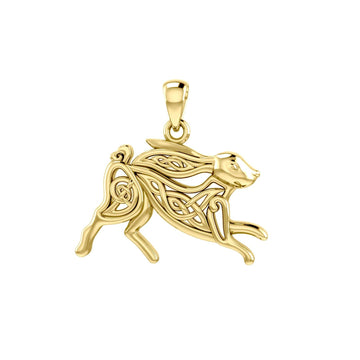 Large Celtic Rabbit or Hare Solid Gold Pendant GPD6038 - Jewelry
